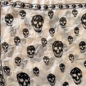 Alexander McQueen Black and Cream Skull Scarf